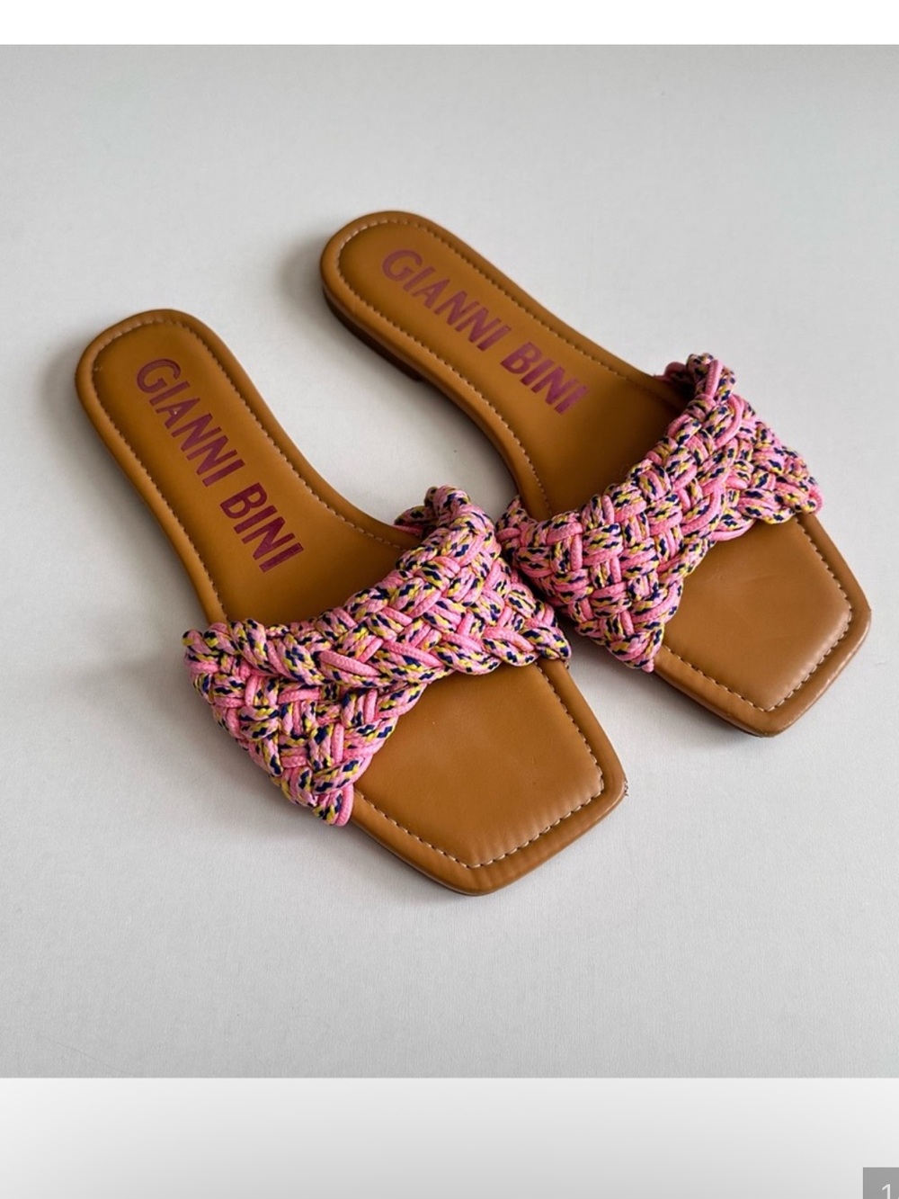Gianni Bini Pink Woven Slide Sandals Size 9